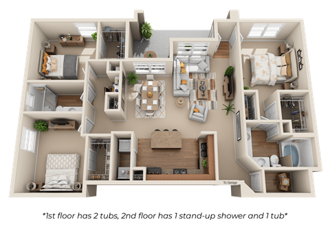 The Ft. Worth Floor Plan at The Canyons Apartments, Fort Worth, Texas
